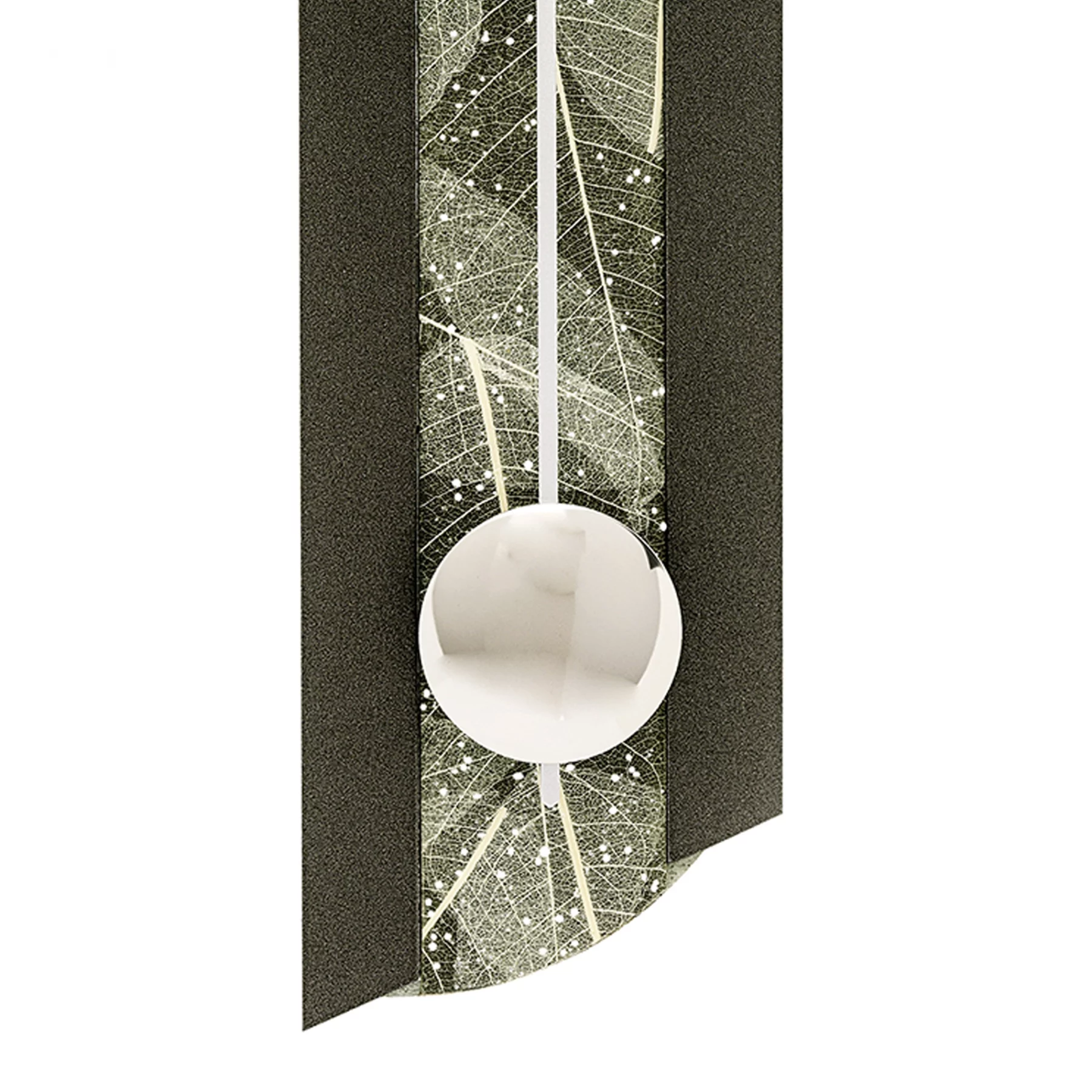 Abstrakte Kunst mit Blattmuster und silberner Kugel