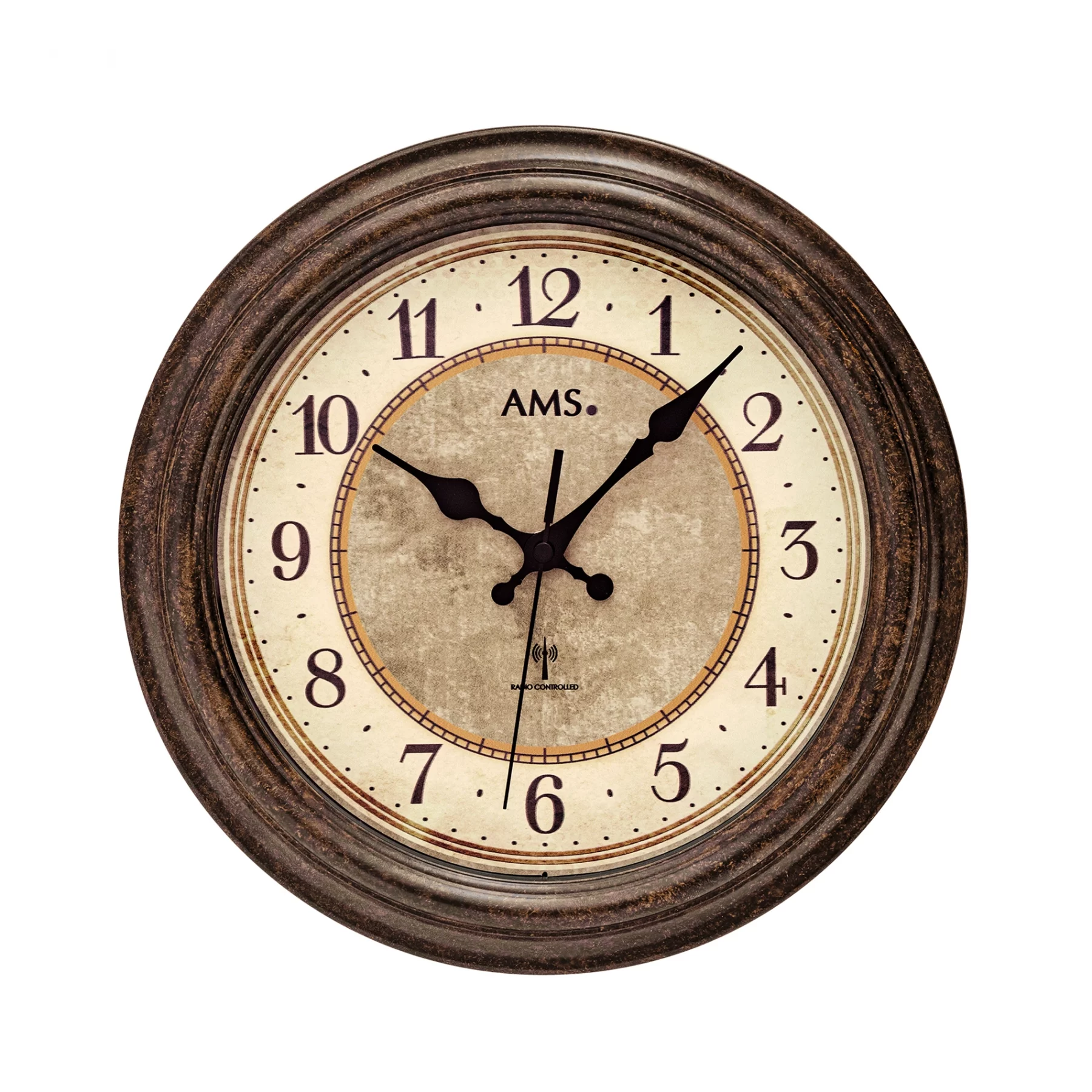 Vintage Wanduhr mit römischen Zahlen und Holzrahmen