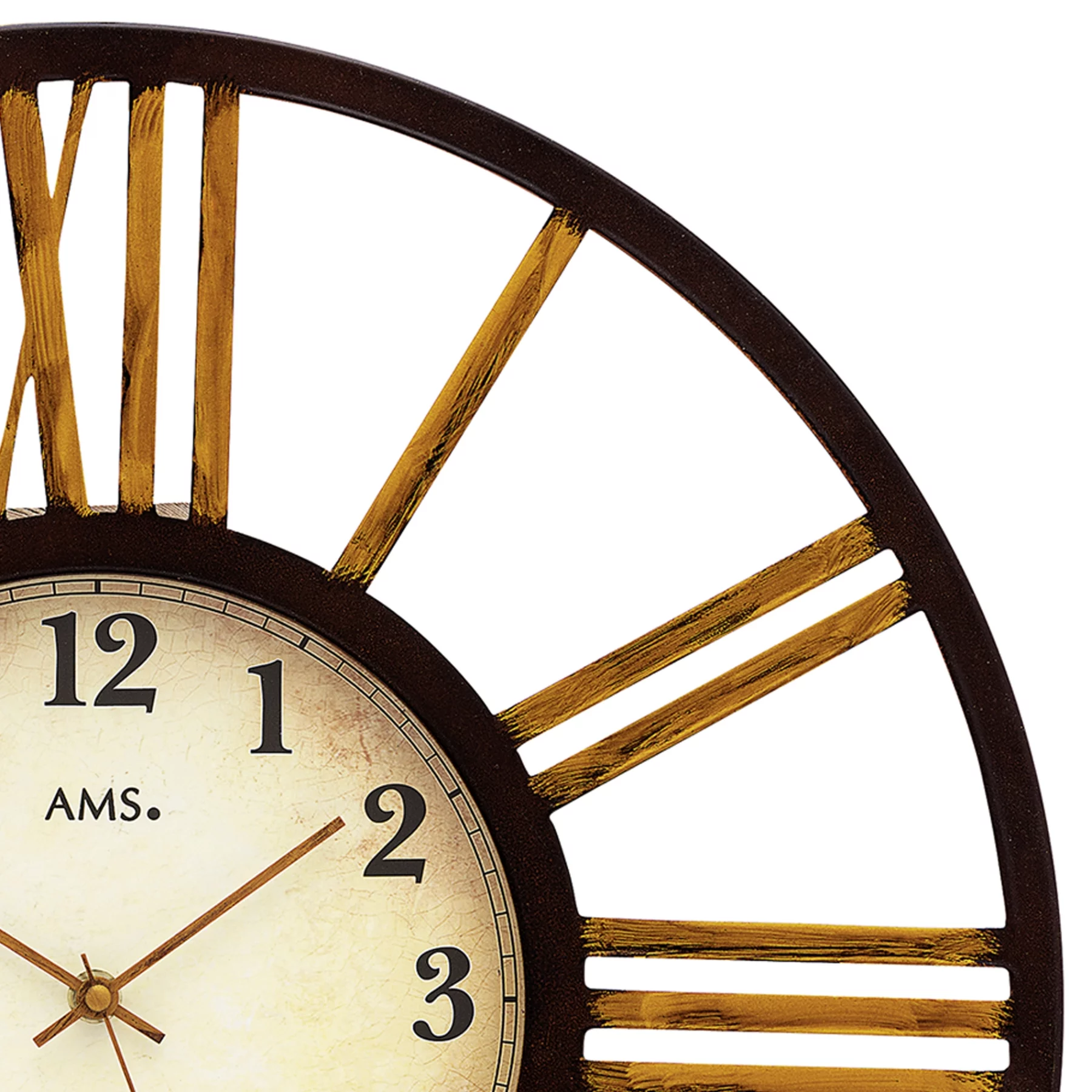 Antike Wanduhr mit römischen Zahlen und Holzdesign