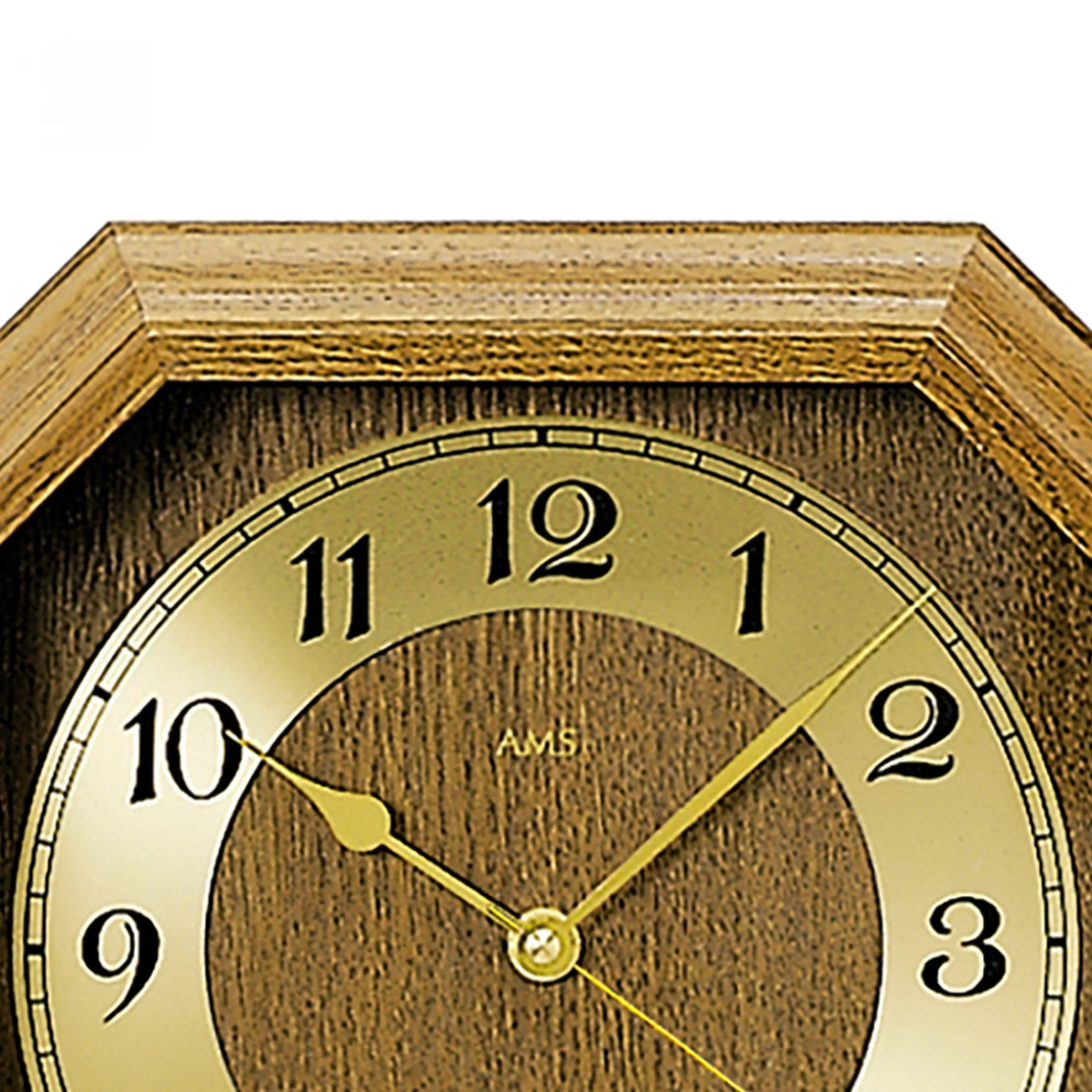 Oktogonale Wanduhr mit goldfarbenem Zifferblatt