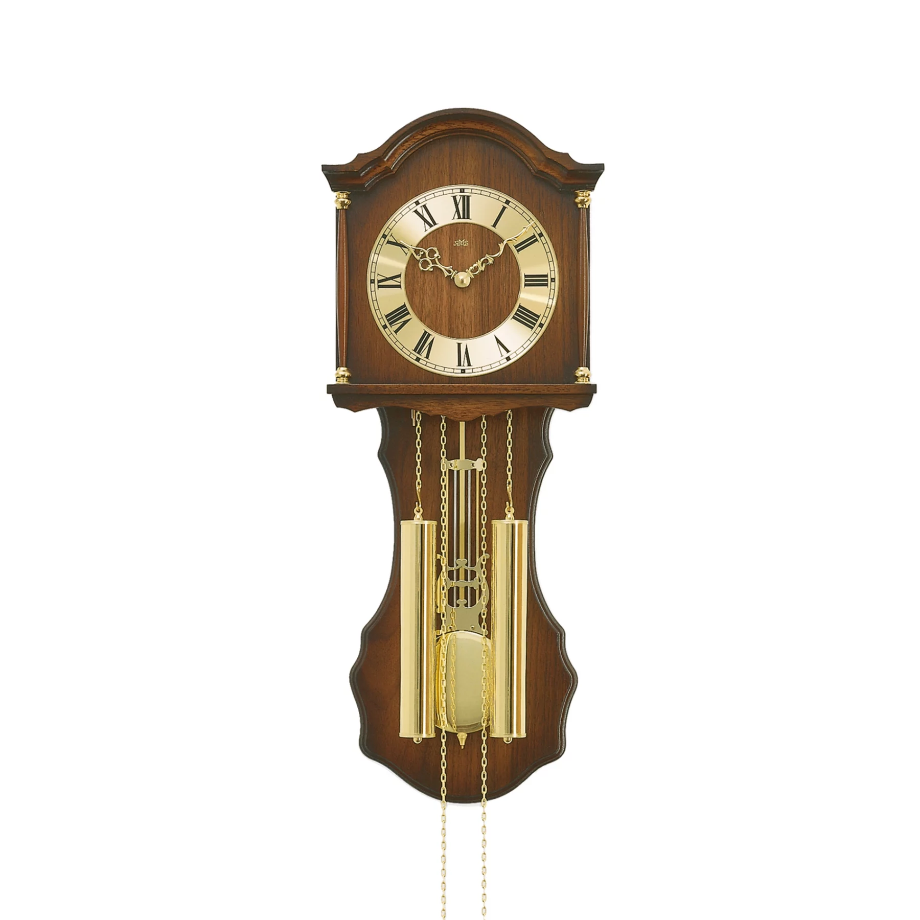 Antike Pendeluhr aus Holz mit römischen Ziffern