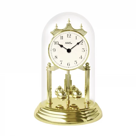 Goldenes Balancierpendel Uhr mit Glaskuppel