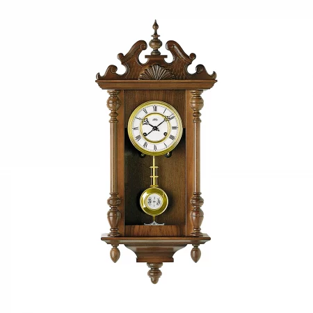 Antike hölzerne Wanduhr mit Pendel und dekorativem Gehäuse