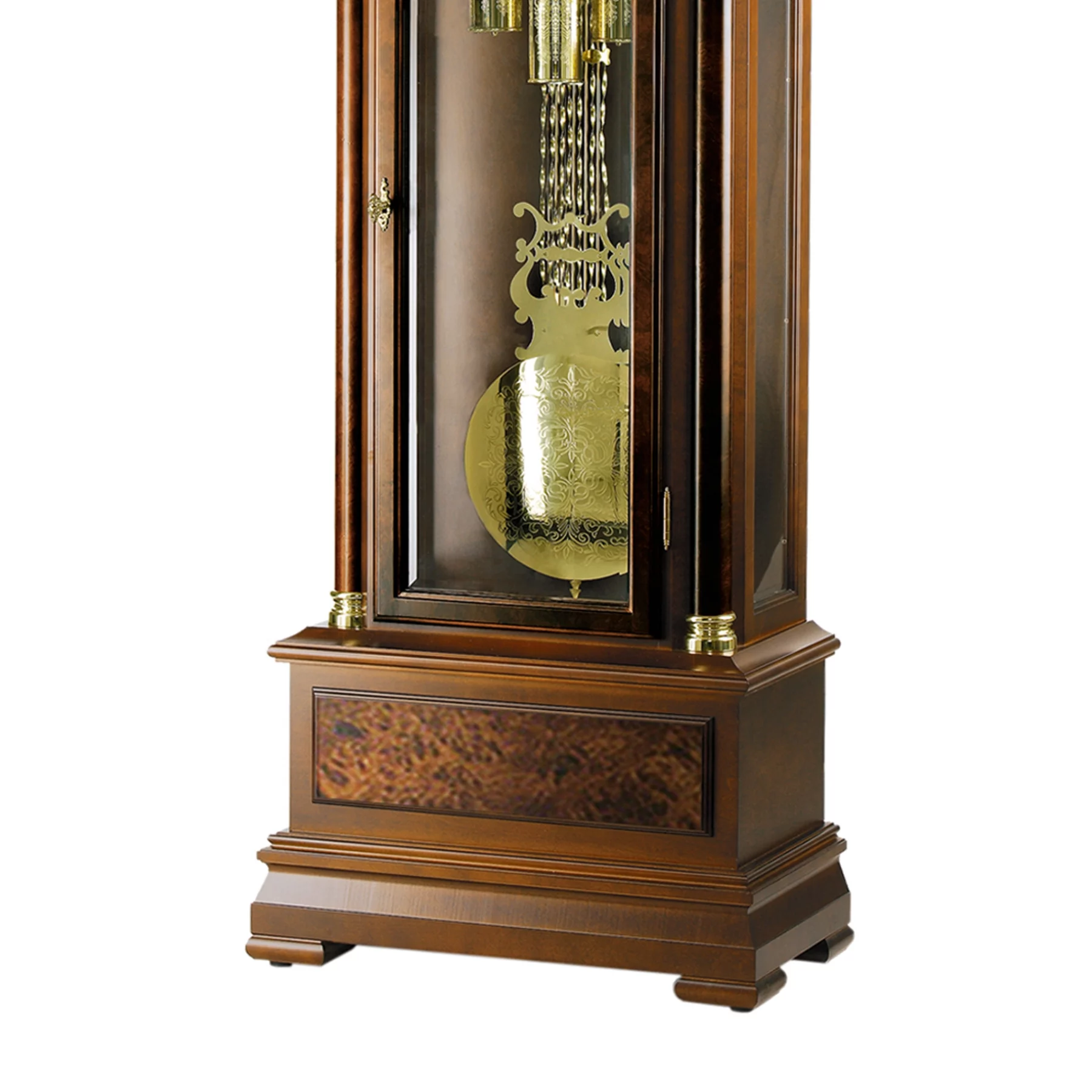Elegante Standuhr aus dunklem Holz mit Messingpendel