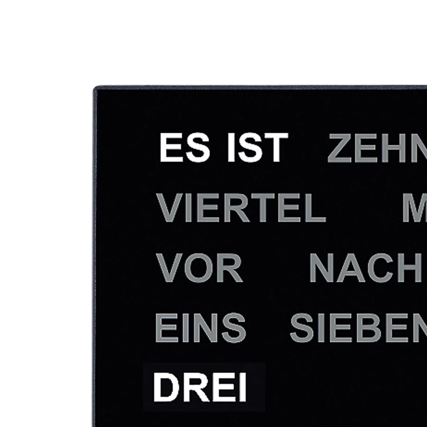Wanduhr mit Wörtern zur Uhrzeitanzeige