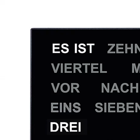 Wanduhr mit Wörtern zur Uhrzeitanzeige