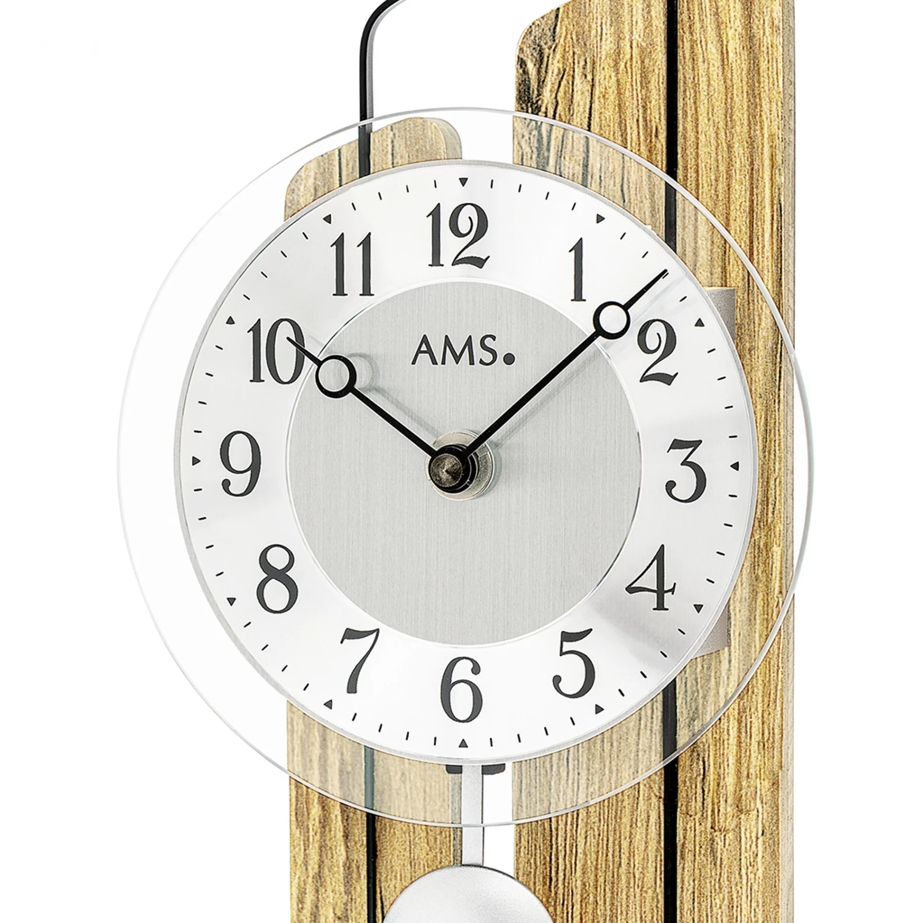 Moderne Wanduhr mit Holzoptik und römischen Ziffern