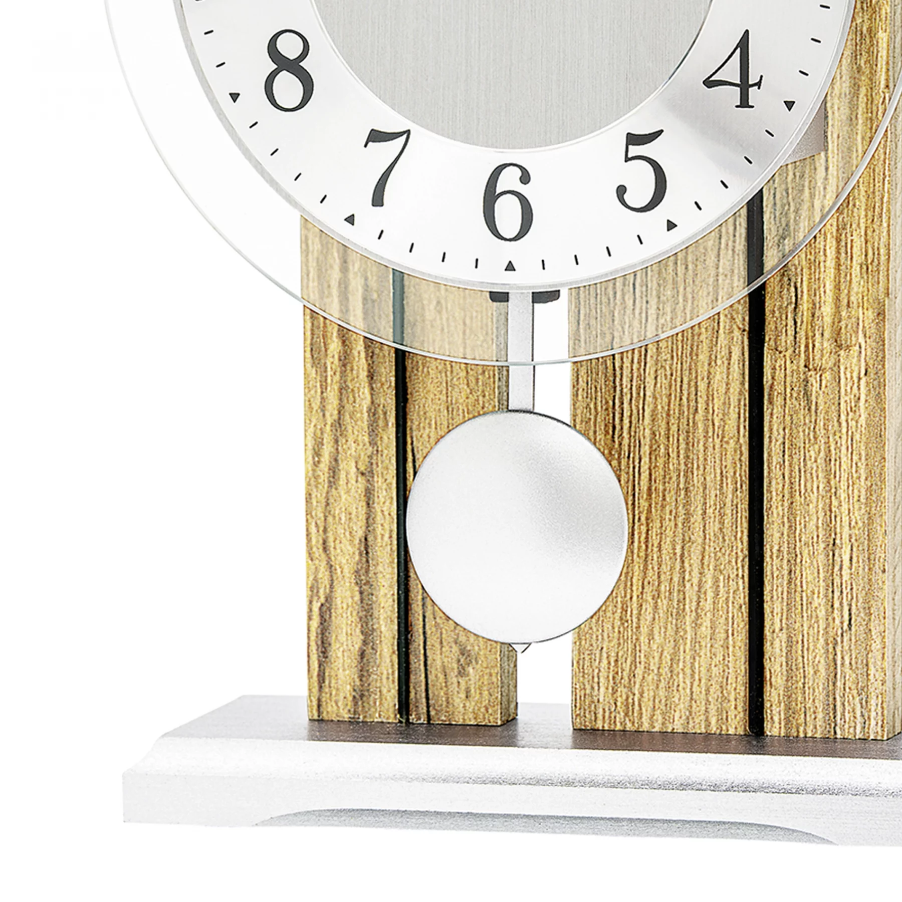 Pulsschlagpendeluhr mit großen Ziffern auf Holzbasis