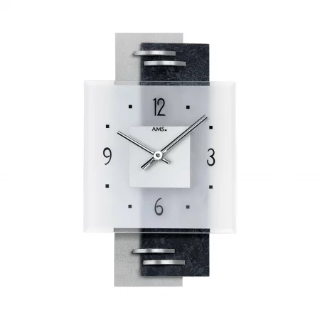 Moderne Wanduhr aus Glas mit schwarzem Zifferblatt