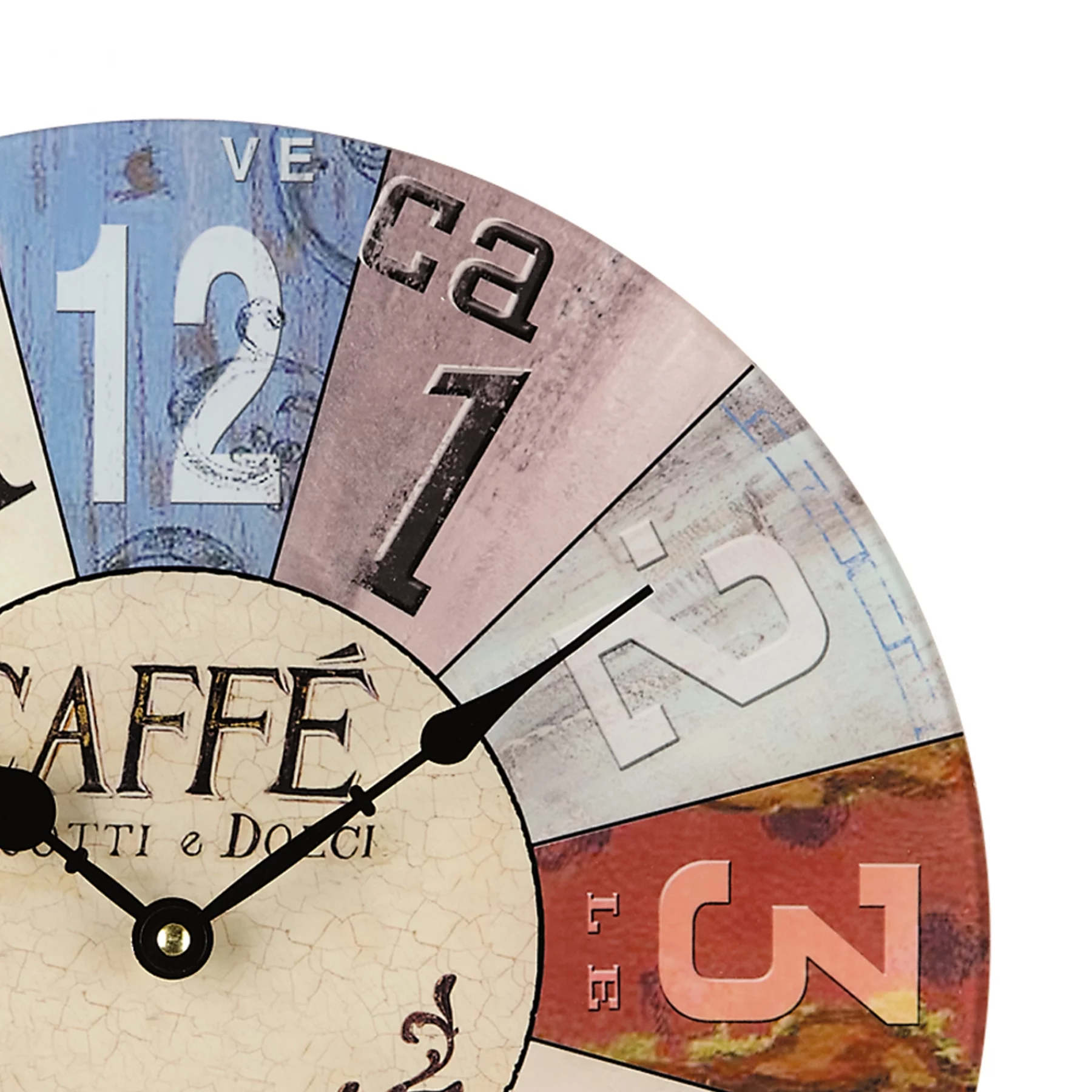 Vintage Wanduhr mit römischen Zahlen und verschiedenen Mustern