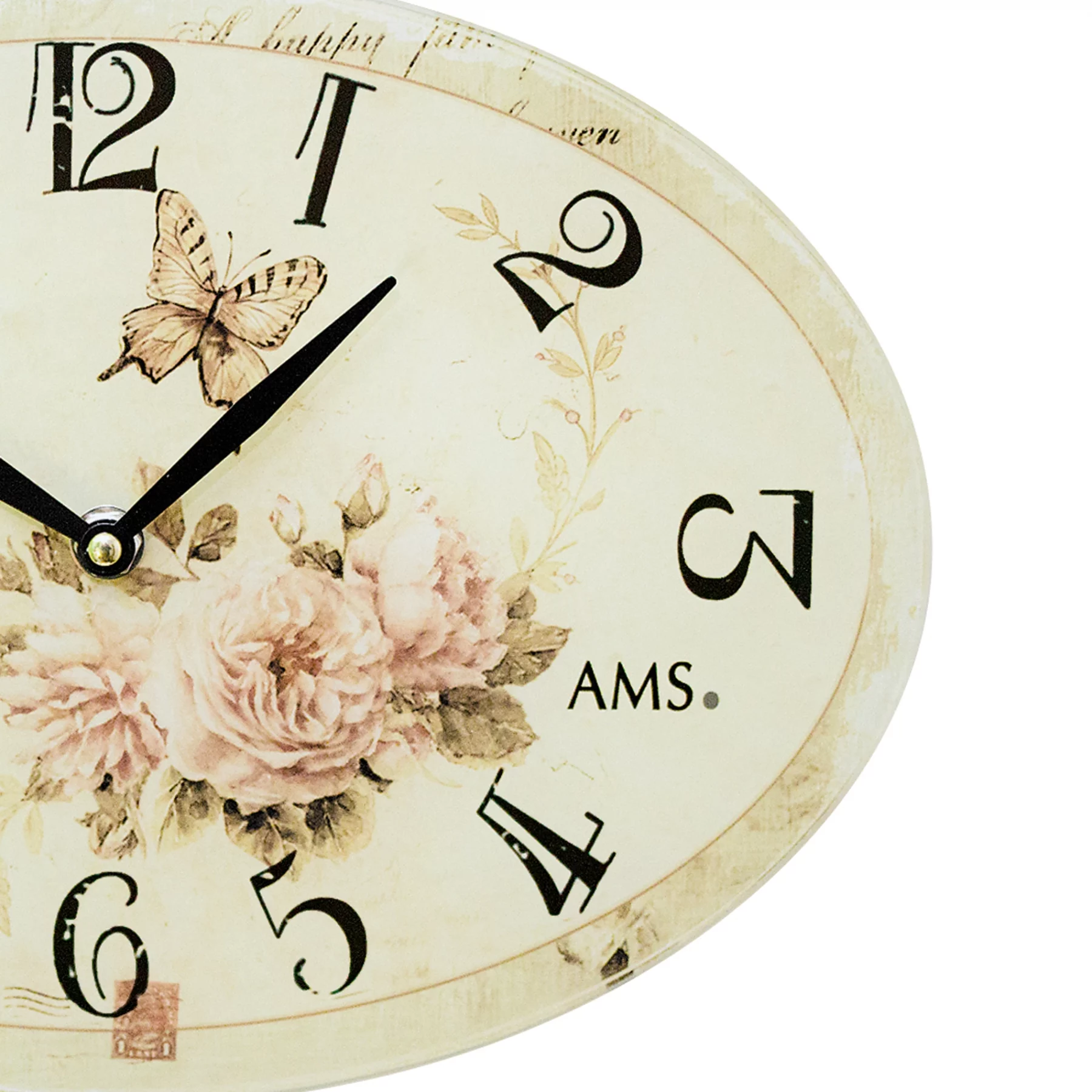 Vintage Uhr mit Blumen und Schmetterling Design