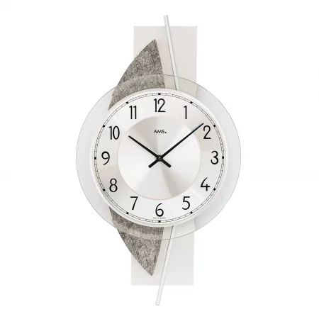 Moderne Wandpendeluhr mit Glasring und Aluminiumdesign