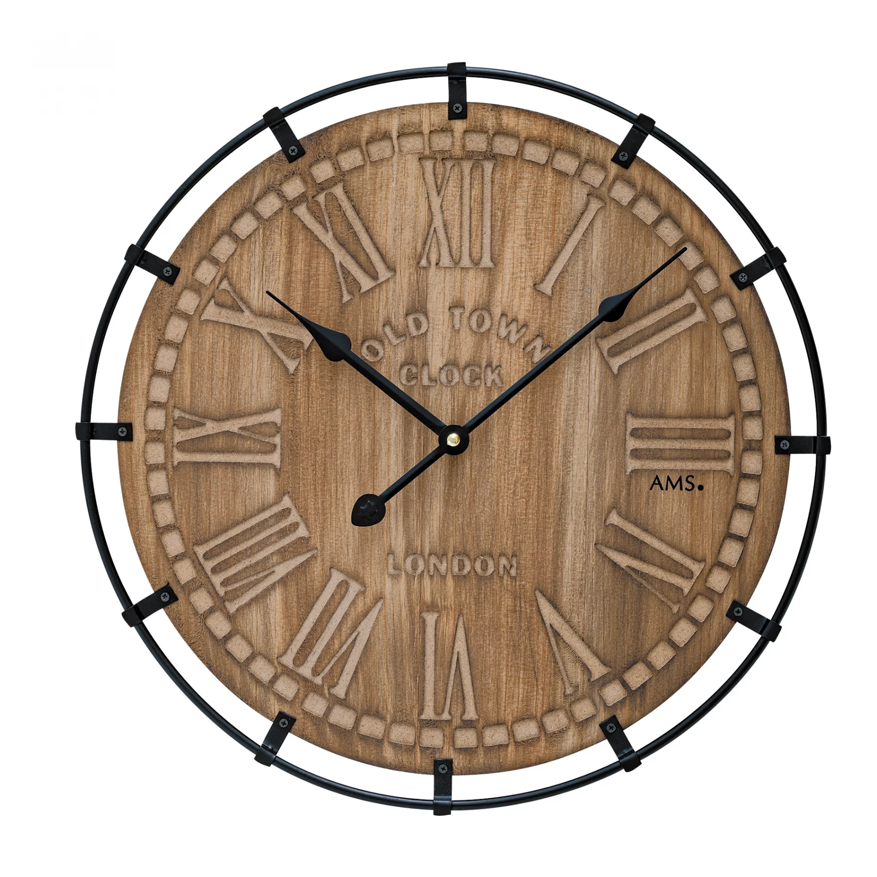 Rustikal-elegante Wanduhr aus Holz mit römischen Ziffern