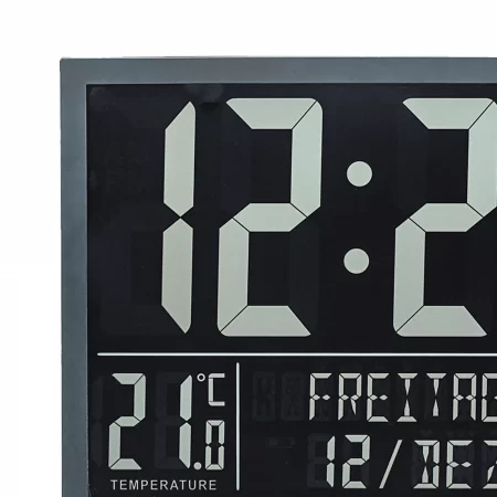 Große digitale Wanduhr mit Temperaturanzeige und Datum