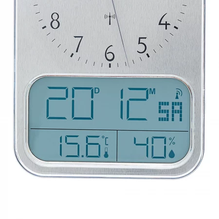Digitale Wanduhr mit Temperatur- und Feuchtigkeitsanzeige