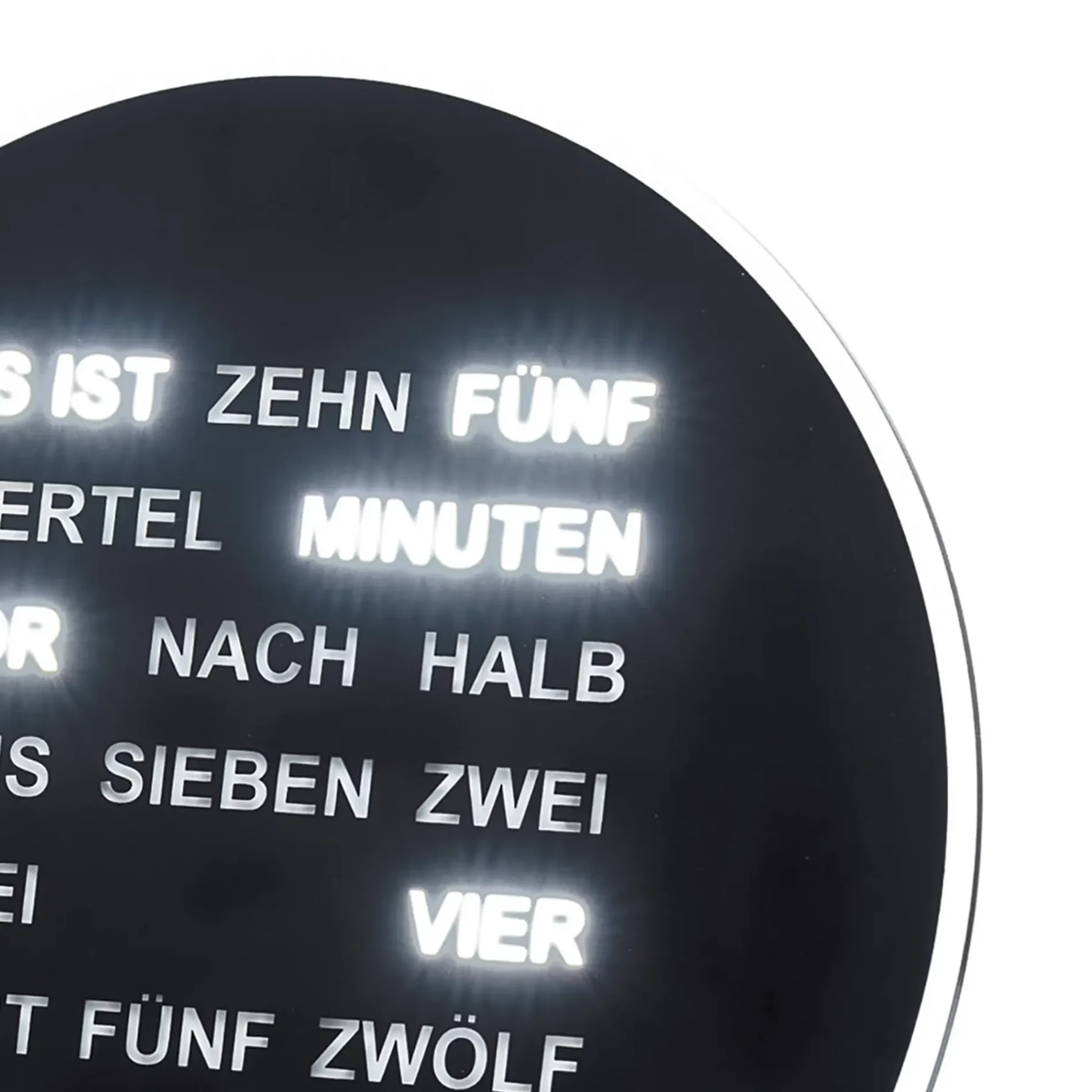 LED-Wanduhr mit Wortanzeige und minimalistischem Design