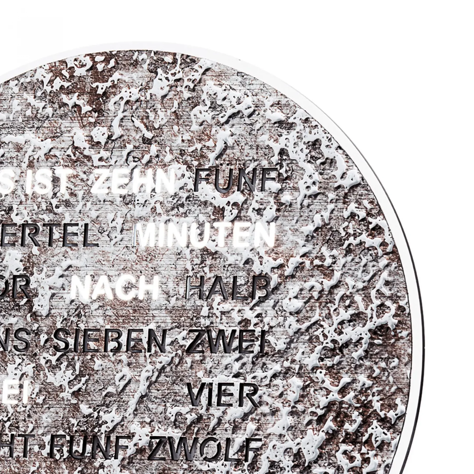 Silberne Designer-Uhr mit deutscher Wortanzeige