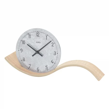 Moderne Tischuhr mit geschwungenem Holzdesign