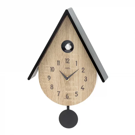 Moderne Kuckucksuhr mit Pendel und minimalistischen Zahlen