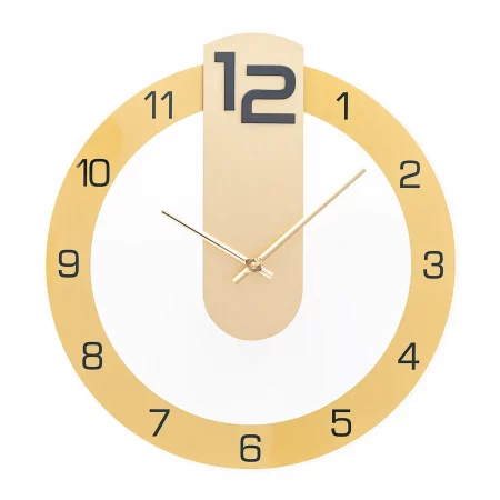 Moderne goldene Wanduhr mit großen Zahlen und einzigartigem Design